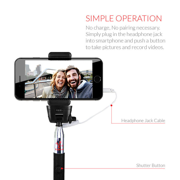 Koomus Selfie Stick with Cable Monopod