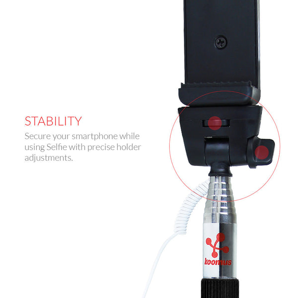 Koomus Selfie Stick with Cable Monopod