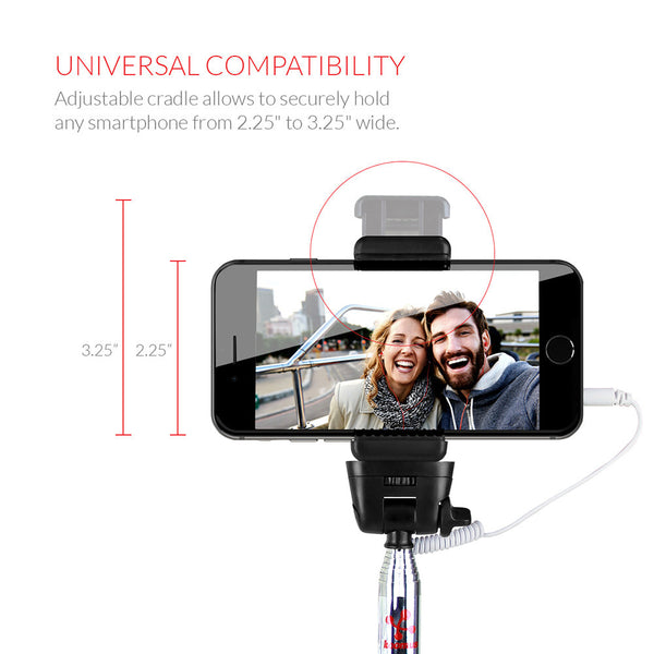Koomus Selfie Stick with Cable Monopod